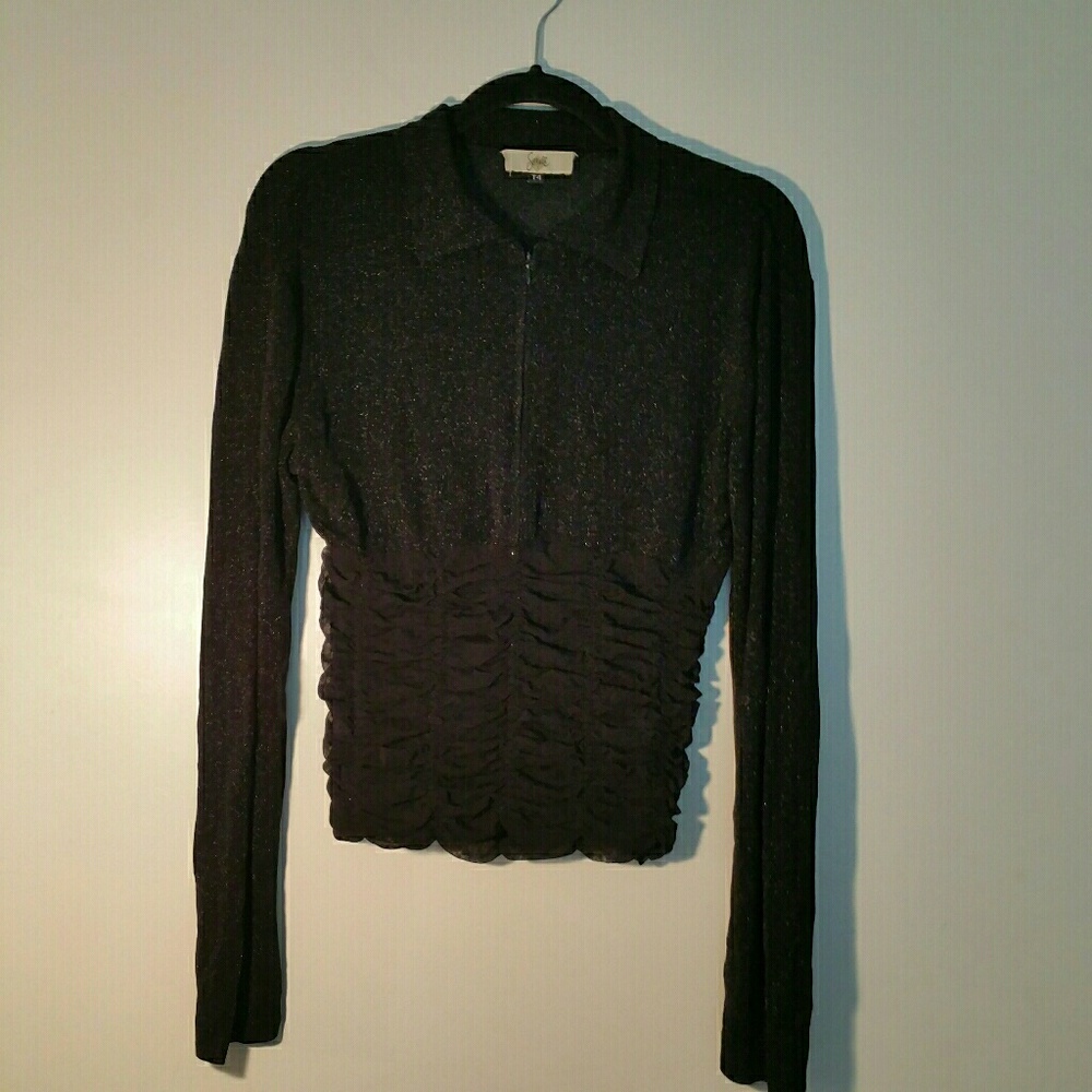 Ladies Sequin and Lace Black Blouse.